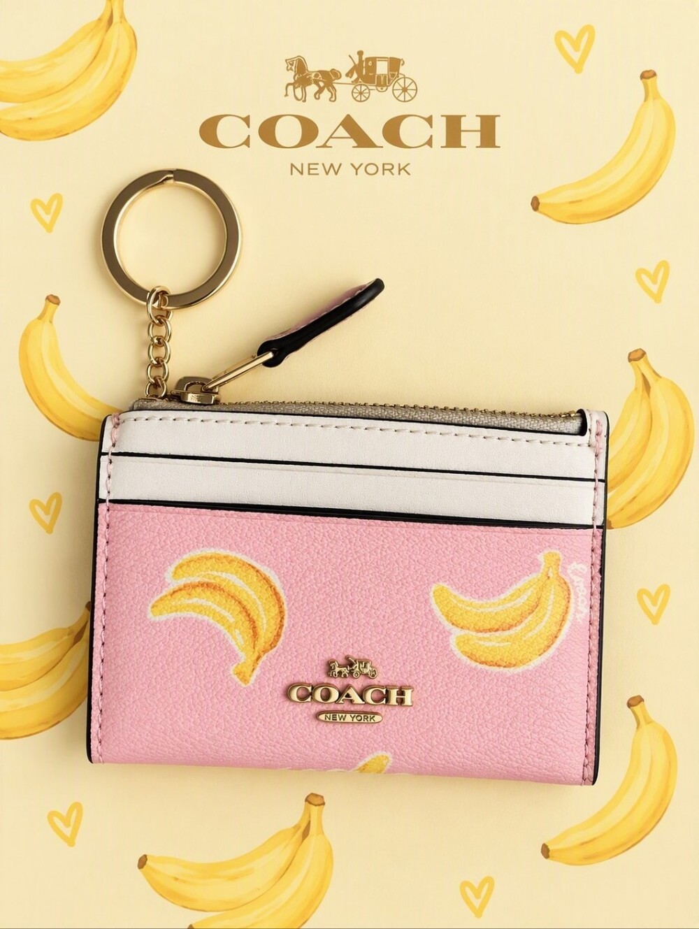Coach Banana ID Cardholder Keychain